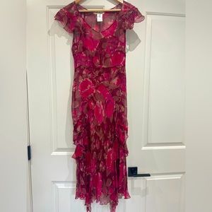 Italian 100% silk dress pink/red